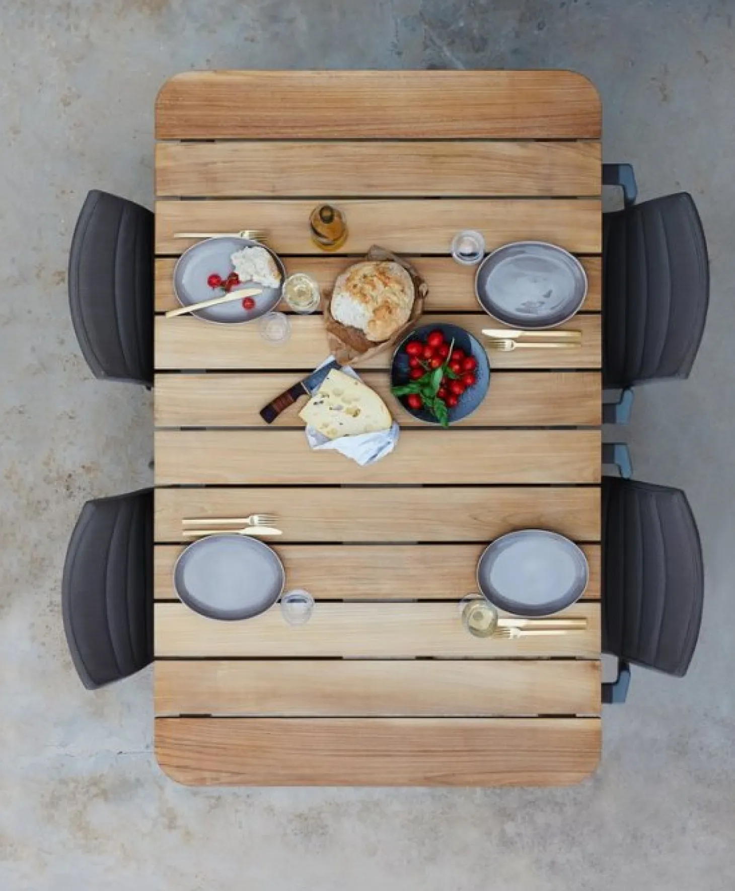Core Bord 160x90cm Teak / Lava Grå